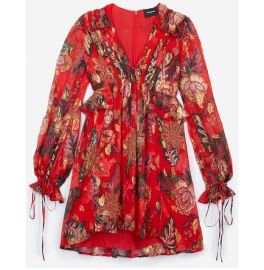 Red Silk Dress with Bollywood Print by The Kooples at The Kooples